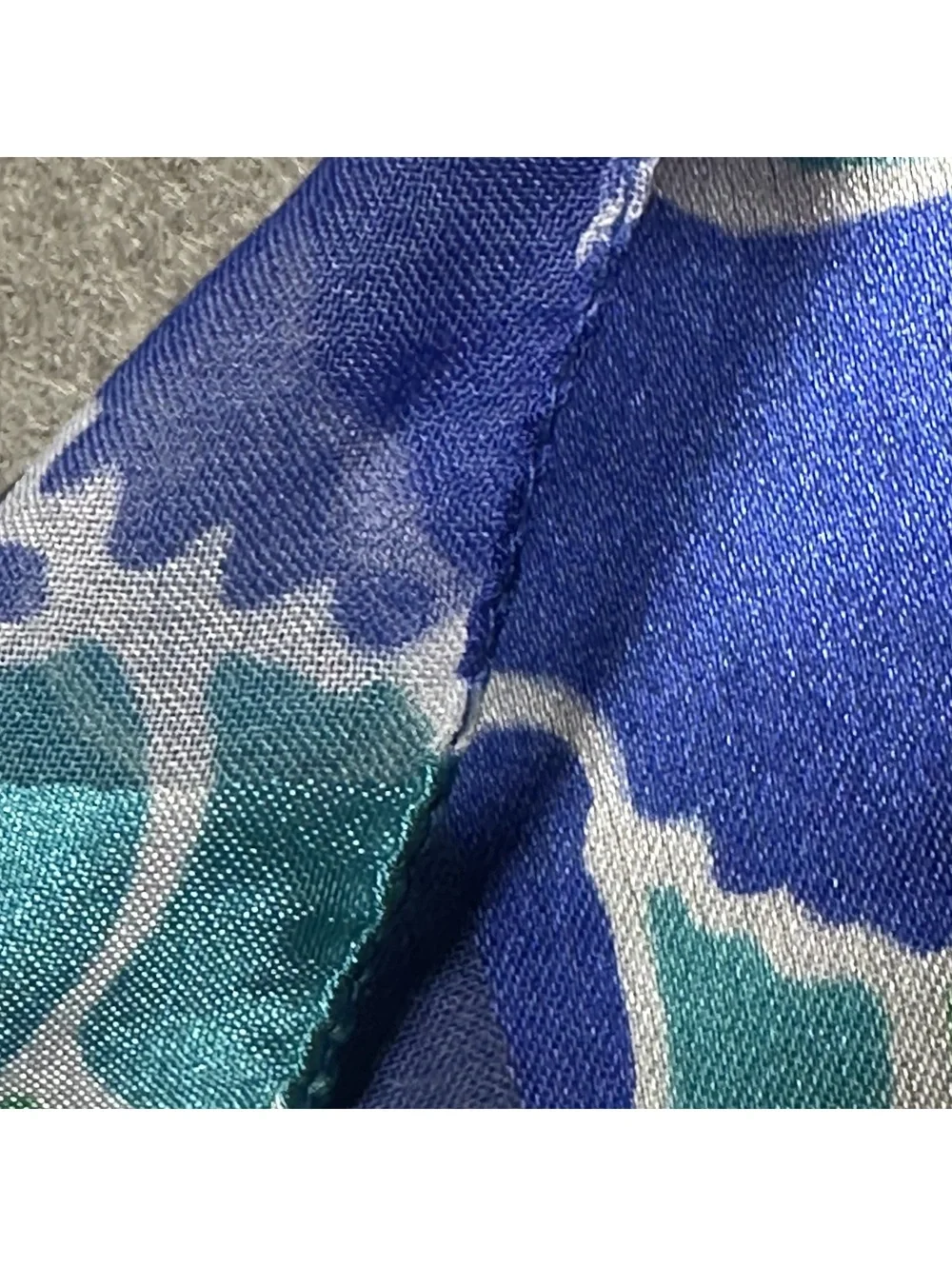 Vintage Blue and Green Floral Pattern Scarf